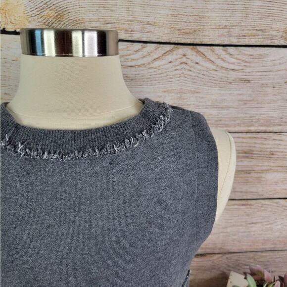 10 Crosby Derek Lam Women's Striped Knit Layered Blouse Grey/White Size 4 - Picture 5 of 9